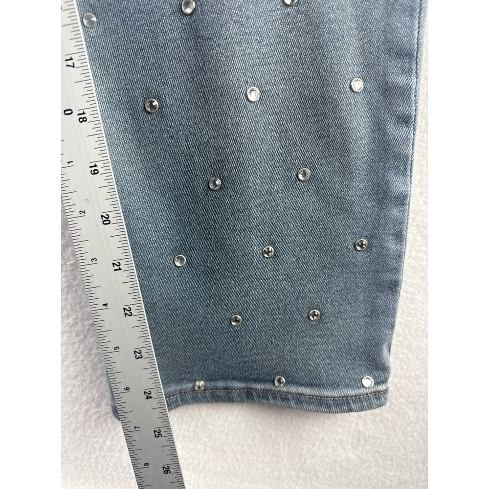Skinnygirl Jeans The High Rise Straight Ankle Embellished Rhinestone Size 6 - Picture 4 of 9
